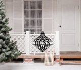 Ornament Family Name Christmas Sign ~ Christmas Door Hanger, Personalized Christmas Décor, Custom Winter Porch Sign, Metal Christmas Sign