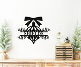 Ornament Family Name Christmas Sign ~ Christmas Door Hanger, Personalized Christmas Décor, Custom Winter Porch Sign, Metal Christmas Sign