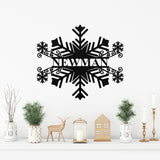 Snowflake Family Name Christmas Sign ~ Christmas Door Hanger, Personalized Christmas Décor, Custom Winter Porch Sign, Metal Christmas Sign