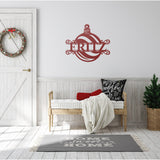 Ornament Last Name Christmas Sign ~ Christmas Door Hanger, Personalized Christmas Décor, Custom Winter Porch Sign, Metal Christmas Sign