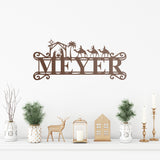 Nativity Family Name Christmas Sign ~ Christmas Door Hanger, Personalized Christmas Décor, Custom Winter Porch Sign, Metal Christmas Sign