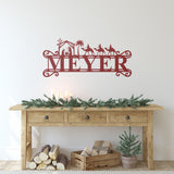 Nativity Family Name Christmas Sign ~ Christmas Door Hanger, Personalized Christmas Décor, Custom Winter Porch Sign, Metal Christmas Sign