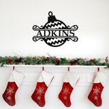 Ornament Last Name Christmas Sign ~ Christmas Door Hanger, Personalized Christmas Décor, Custom Winter Porch Sign, Metal Christmas Sign