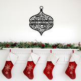 Ornament Merry Christmas Sign ~ Christmas Door Hanger, Personalized Christmas Décor, Custom Winter Porch Sign, Metal Christmas Sign