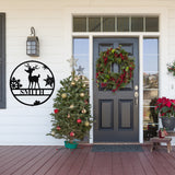 Reindeer Christmas Custom Outdoor Sign ~ Christmas Door Hanger, Personalized Christmas Décor, Custom Winter Porch Sign, Christmas Porch Sign