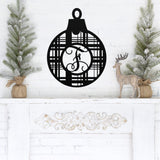 Christmas Ornament Monogram Sign ~ Christmas Door Hanger, Personalized Christmas Décor, Custom Winter Porch Sign, Christmas Porch Sign