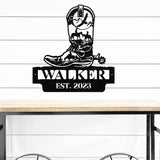 Cowboy Boot Personalized Family Name Sign ~ Metal Porch Sign | Metal Gate Sign | Farm Entrance Sign | Metal Farmhouse | Cow Sign | Rustic